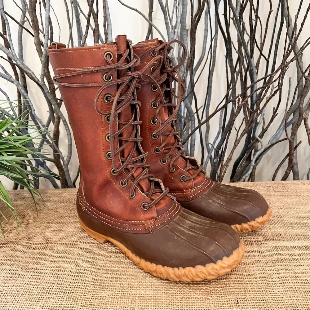 Vintage L.L. Bean Men’s Tall Maine Hunting Boots Brown Size 8 FF Waterproof